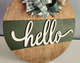 Hello Round Sign Green