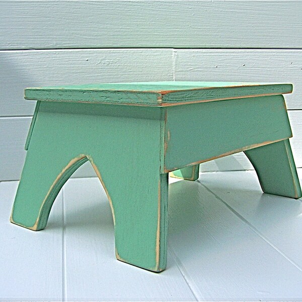 Handcrafted Vintage Style Step Stool No. 2 in Jadite