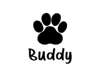 Personalized Paw Print Vinyl Decal: Bespoke Pet Name Sticker