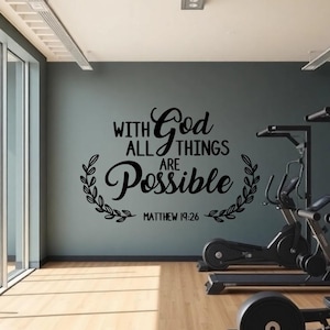 avec Dieu, tout est possible sticker maison | Sticker mural chrétien | Citation inspirante pour le salon, le salon, la cuisine et la chambre à coucher
