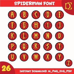 Spider Hero Font SVG, Spider Alphabet Doodle SVG, Superhero Font Svg, Spider font for Cricut, Superhero Font, Spider Font Svg Png