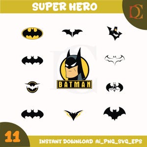 Bat Hero SVG Bundle – Comic Superhero Clipart for Kids, Stickers, T-Shirts & More