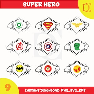 Superhéroe SVG, Diseño de superhéroe, Archivo SVG para Cricut y Silhouette, SVG EPS PNG
