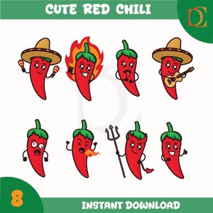 Cute Chili Svg Bundle, Funny Hot Chili Clipart For Cricut, Chili Paper Silhouette, Red Chili Vector, Chili decal, Chili Cut Files.