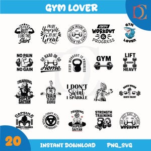 Pacchetto SVG palestra, pacchetto SVG allenamento, pacchetto SVG citazioni motivazionali, SVG fitness, file di taglio palestra, SVG motivazionale, Cricut palestra, clipart palestra