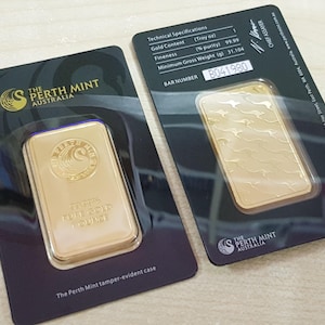 Perth Mint Bar 1 ounce Gold Plated / Gold Bar Plated