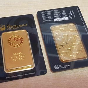 50 grams Perth Mint Gold Bar Plated