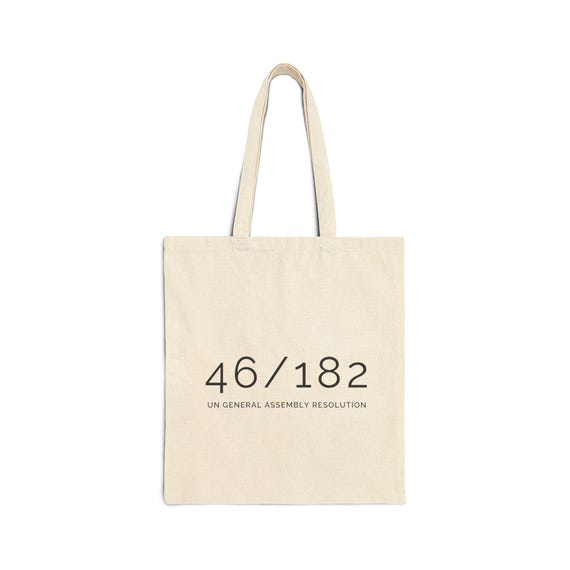 Minimalist Cotton Canvas Tote Bag With UN Resolution Print, Eco