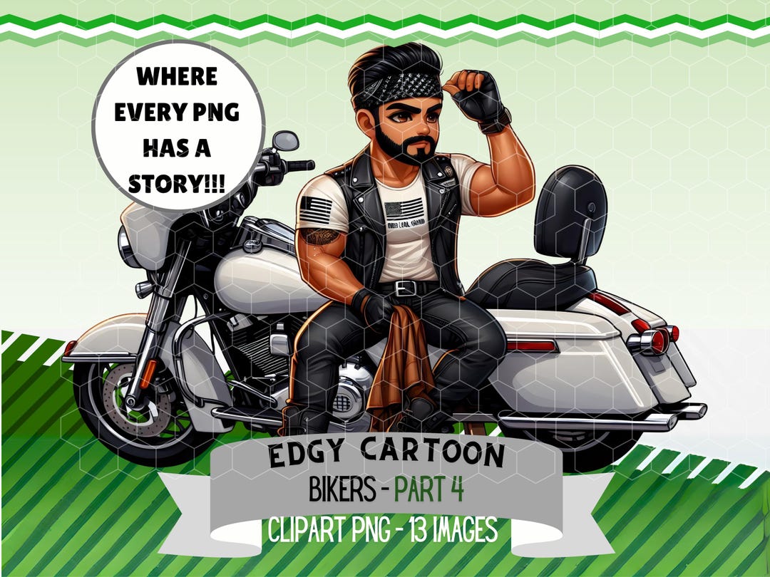 Cute Biker Male With Edgy Style Clipart, Rugged Tattooed Guys With ...
