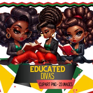 Black Woman Juneteenth Black History Educated Professional Clipart Afro Curls PNG Bundle Queen Classroom Or Office Art Sublimation DTF PNG