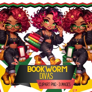 Black Woman Juneteenth Black History Schoolgirl Educated Clipart Afro Curls PNG Bundle Queen Classroom Or Office Art Sublimation DTF PNG