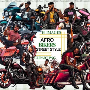 Black Biker With Edgy Urban Fashion Clipart Men With Motorcycles Street Style Helmets & Graphic Tees Cycle Rider Art Sublimation PNG DTF
