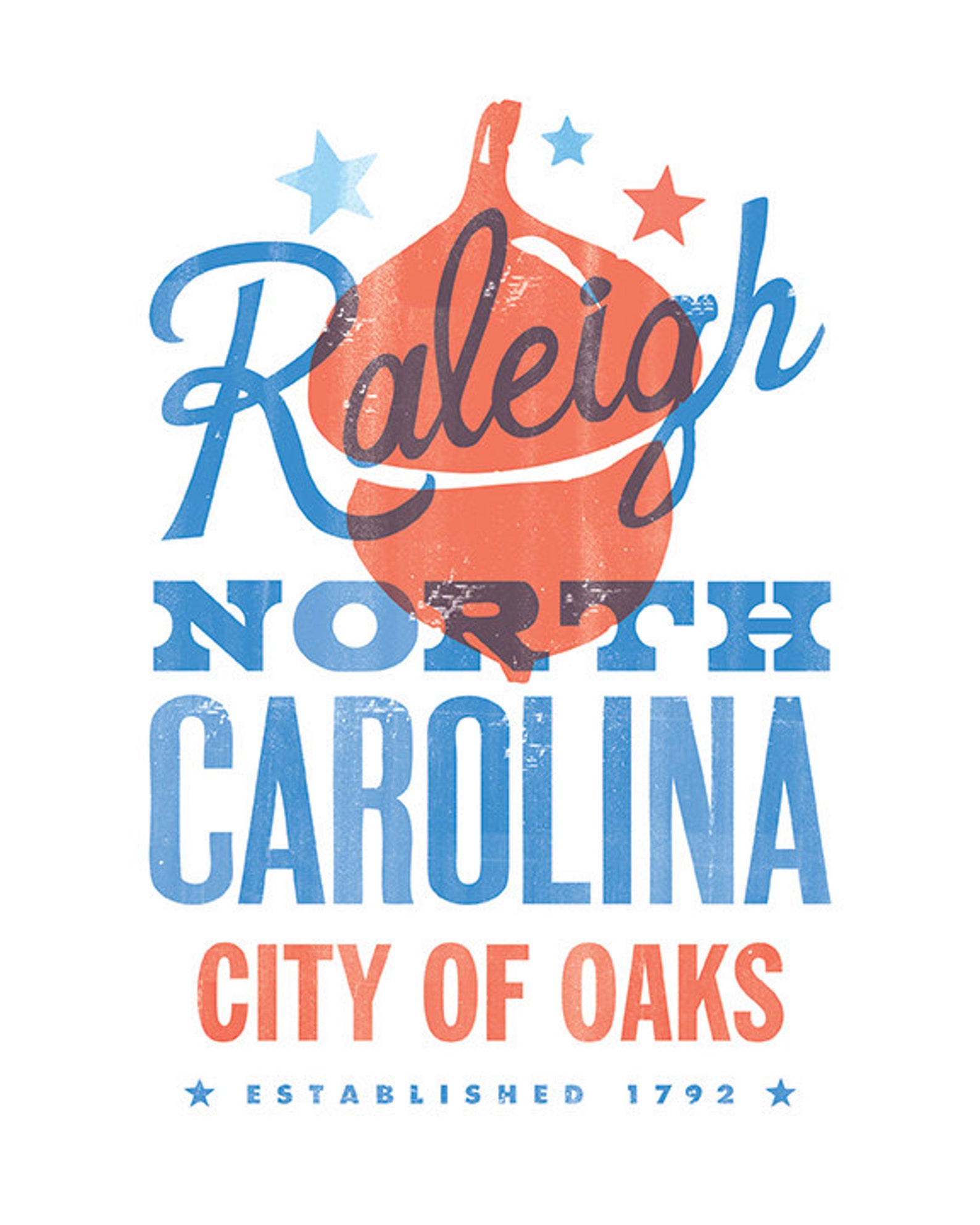 RALEIGH CITY of OAKS Print 8x10 Etsy