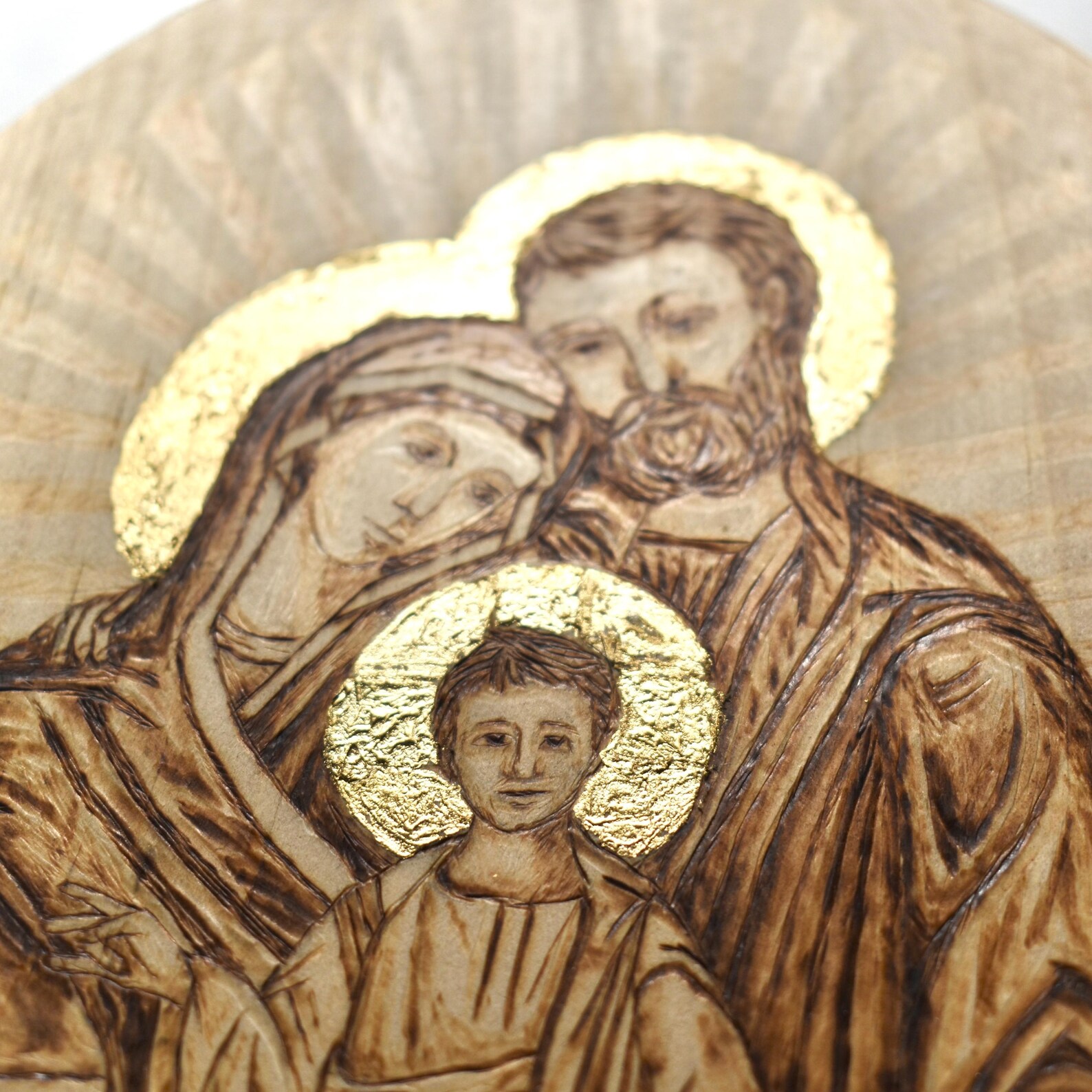 Handmade Woodburning “the Holy Family” Icon Catholic Wood Burned Jesus ...