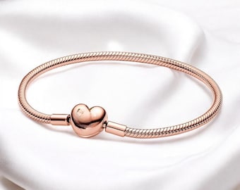 PANDORA スターリングシルバー ハートクラスプ スネークチェーン