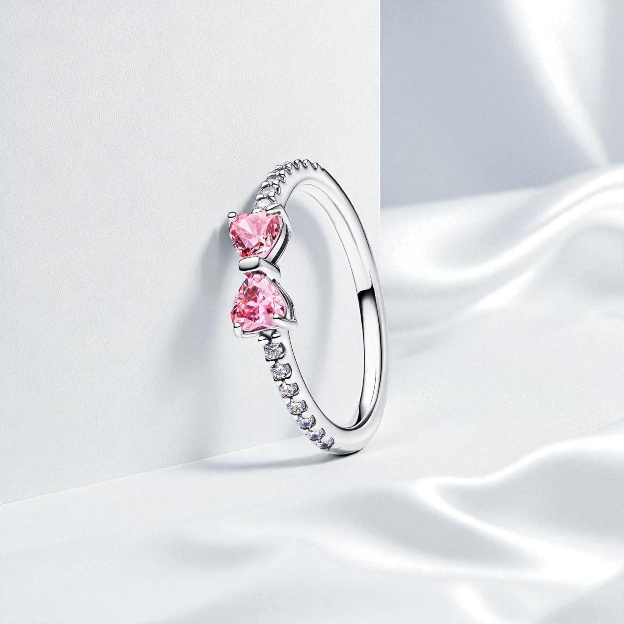 Sparkly Pink Bow Pandora Ring - Etsy