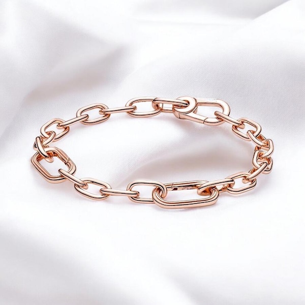 Roségold Gliederkettenarmband, Zierliches Kleines Gliederkettenarmband, Zartes Roségoldenes Armband mit Karabinerverschluss, Geschenk für Sie