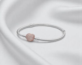 PANDORA スターリングシルバー ハートクラスプ スネークチェーン