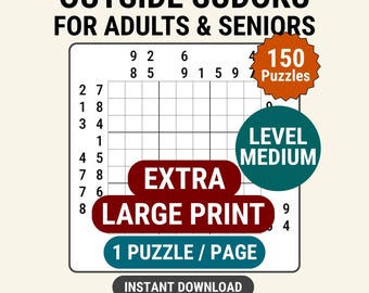 150 puzzels medium buiten Sudoku-puzzelspel voor senioren Afdrukbaar activiteitenspel direct downloaden