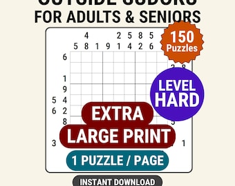 150 puzzels moeilijk buiten Sudoku-puzzelspel voor senioren Afdrukbaar activiteitenspel direct downloaden