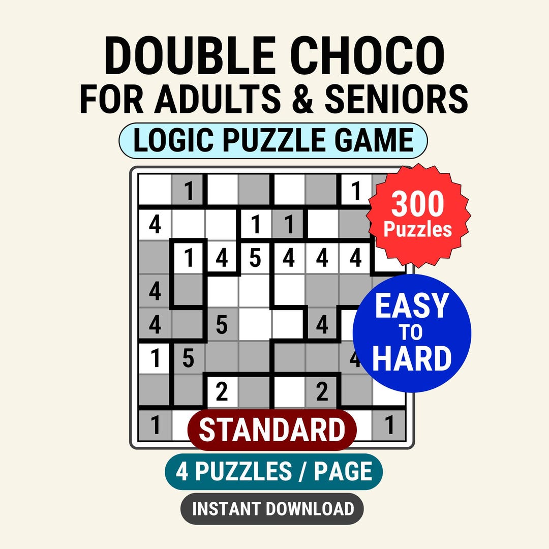 Double Puzzle Example 300 Puzzles Double Choco Logic Puzzle Game for Adults Printable ...
