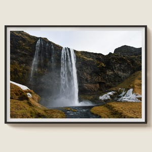 Iceland Print | Seljalandsfoss Waterfall, Iceland Landscape Print, Nature Wall Art, Travel Photography Print, Digital Download, Wilderness