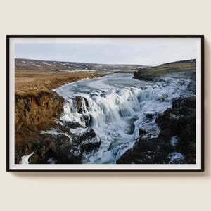 Iceland Print | Canyon Waterfall Winter Landscape, Iceland Winter Photography, Frozen Waterfall, Nature Wall Art,Wilderness,Digital Download