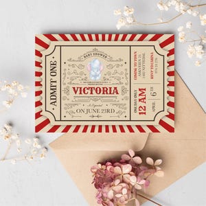 Dumbo inspirierte Babypartyeinladung - Bearbeitbare Vorlage in Templett | Digitale Babypartyeinladung | 148,5 x 105mm | Größe A6