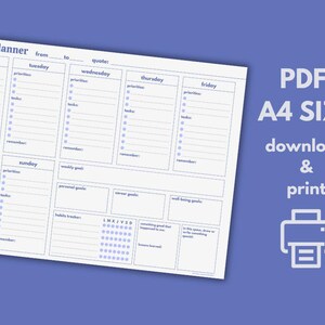 Weekly Planner Digital Download – Printable Daily To-do List, Undated ...