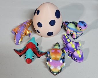3D Printed Flexible Dinosaur Toy with Egg: Poseable Dino Flexis