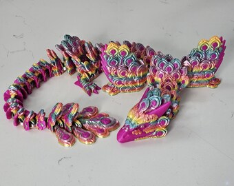 Articulated Peacock Dragon: 3D Printed Fidget Toy, Home Decor