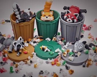 Articulating Trash Can Animal Fidget Toy: Raccoon, Fox, Skunk, Possum