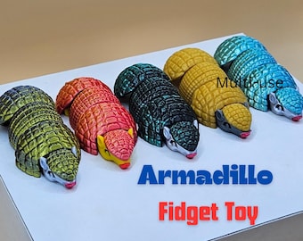 3D Printed Articulated Armadillo Fidget Toy: Rolls into Ball, Desk Decor