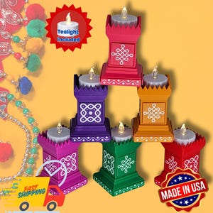 3D Printed Tulsi Pot with Kolam Design Tealight Holder: Diwali Decor