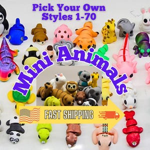 Mini Animals - Listing 2 of 2 – 140+ Minis, Pick Your Own, 3D printed, Birthday Gift, Articulated Fidget toy, collectibles, party favors