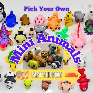 Mini Animals - Listing 1 of 2 – 140+ Minis, Pick Your Own, 3D printed, Birthday Gift, Articulated Fidget toy, collectibles, party favors