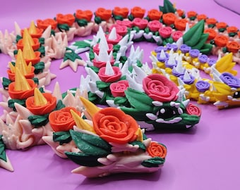 3D Printed Rose Dragon: Articulated Dragon Home Decor, Valentines Day Gift