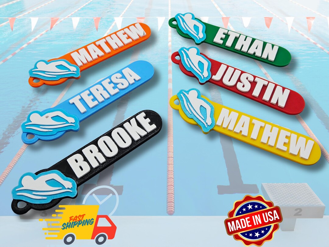 Swim Racing Tag Personalized Swim Bag Tag: Custom 3D Printed Keychain, Grand Style ...