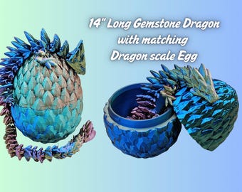 Articulated Crystal Dragon with Egg, 3D Printed Dragon, Dragon Egg, Articulated Dragon Fidget Toy,Children's toy, Handmade Childrens Toys