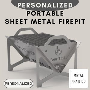 Brasero portátil de chapa metálica personalizado: fácil de montar y compacto para acampar