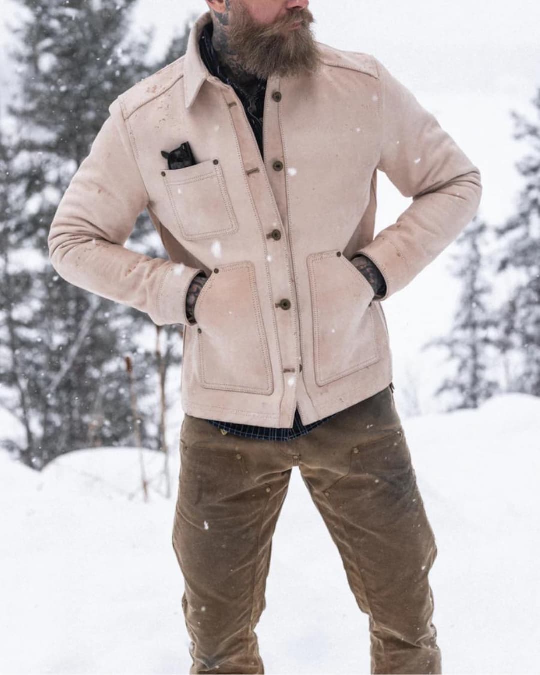 Handmade Men’s Field Jacket in Natural – Vintage Military Utility Coat ...
