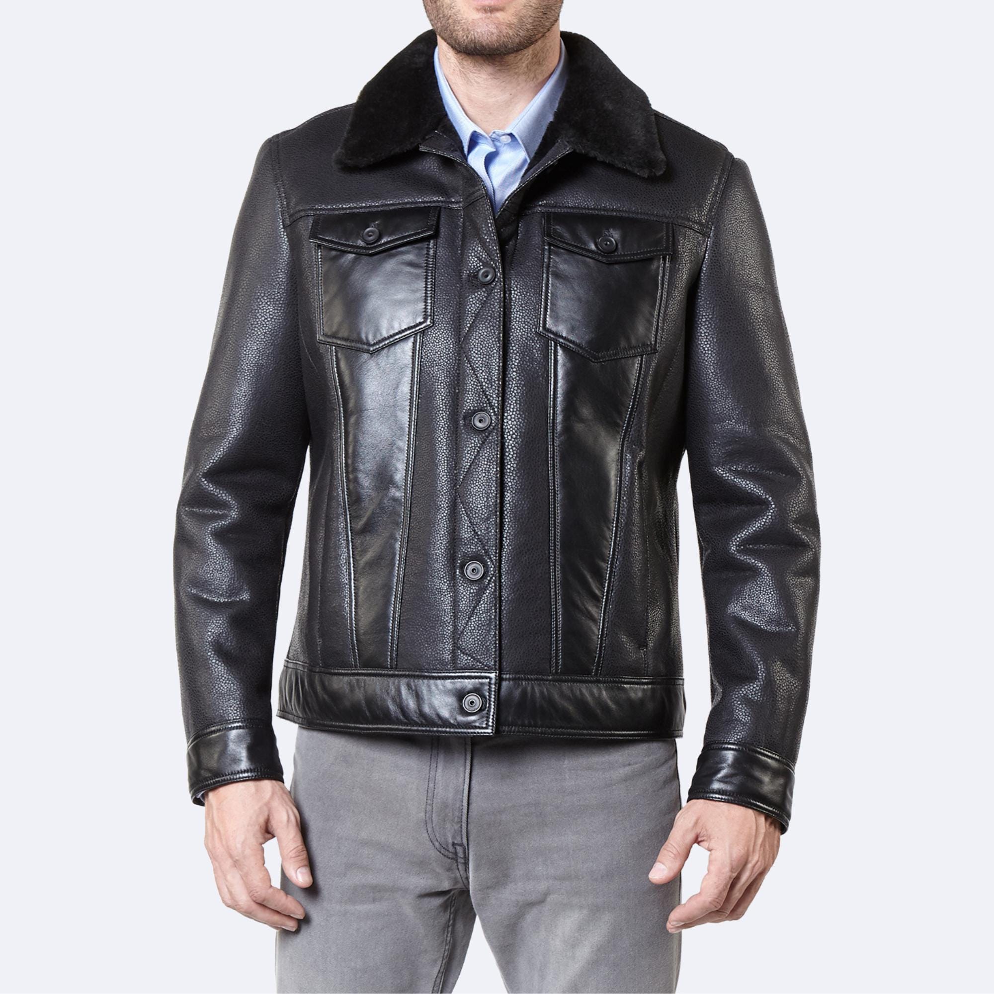 Calvin Sheepskin Jacket – Handmade Shearling Bomber, Warm Winter Coat, Leather Aviator Style, Gift for Him