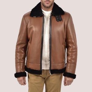 Ręcznie robiona kurtka Carter Sheepskin – zimowy płaszcz ze skóry naturalnej, prezent dla niego