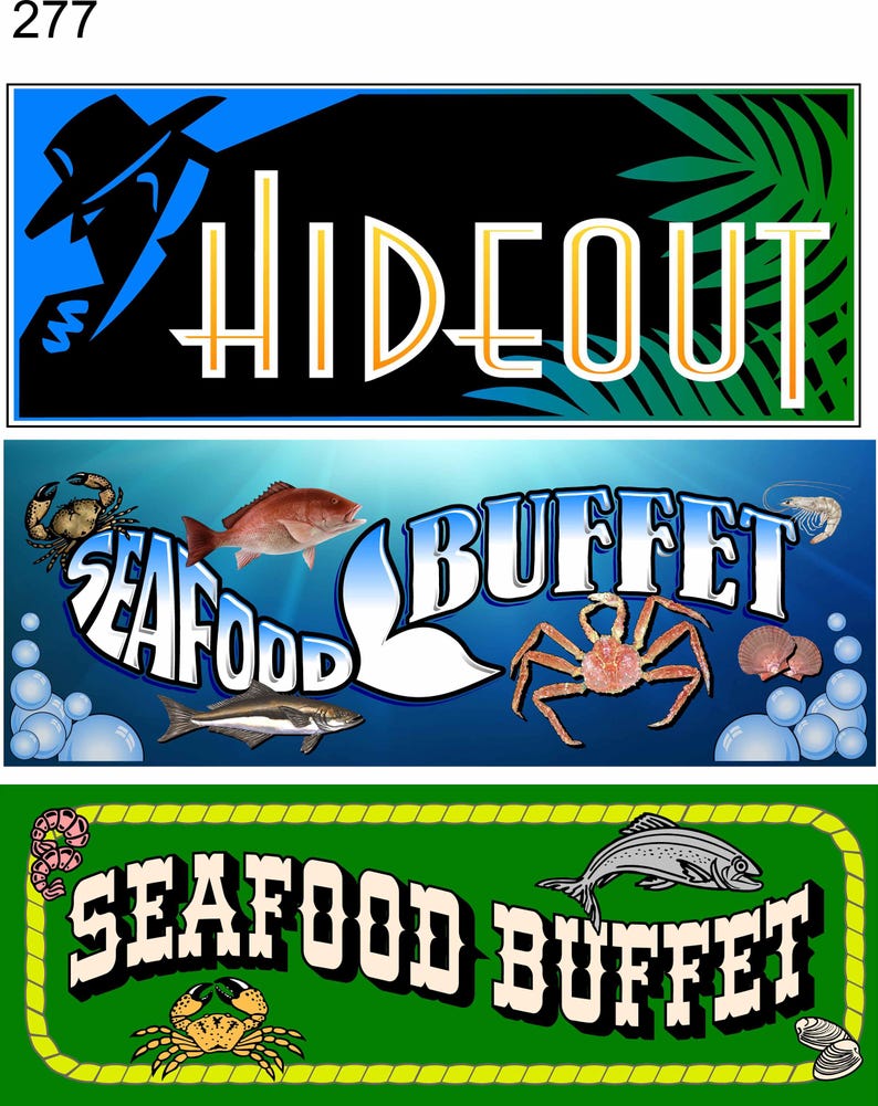 Hideout Sign. Seafood Buffet - Etsy