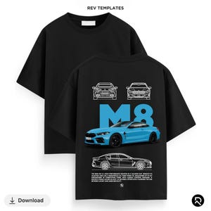 BMW M8 Blueprint Art Print: Sport Car Garage Decor (Digital Download