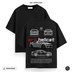 Dodge SRT Hellcat Print, Poster, Hellcat Blueprint Print, Muscle Car Wall Art, T-Shirt Design Template, Printable Digital Download