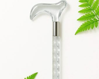 Luxury Crystal Handle Walking Cane – Clear Acrylic Stylish Walking Stick for Seniors & Collectors