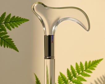 Luxury Clear Walking Cane – Transparent Acrylic Stick with Crystal Handle