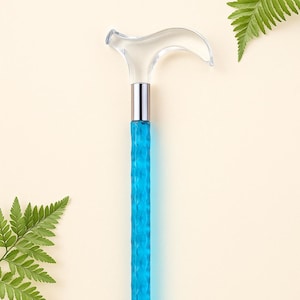 Neon Blue Walking Cane for Women | Crystal Walking Stick For Womens | Handmade Lightweight Luxury Canes For Men