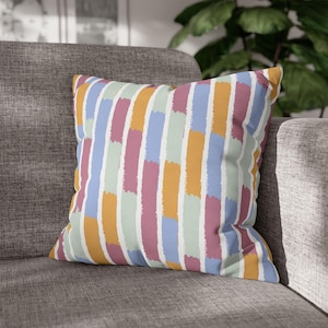 Colourful Short-Striped Pillowcases | Modern Throw Cushion Cover | Vibrant Decorative Pillow for Sofa, Bed, Chair | Bold Home Accent
